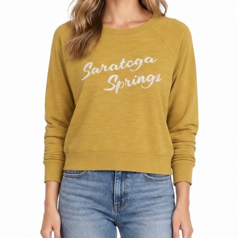 J.Crew Saratoga Springs Vintage Cotton Terry Sweatshirt Mustard Yellow Women's M
